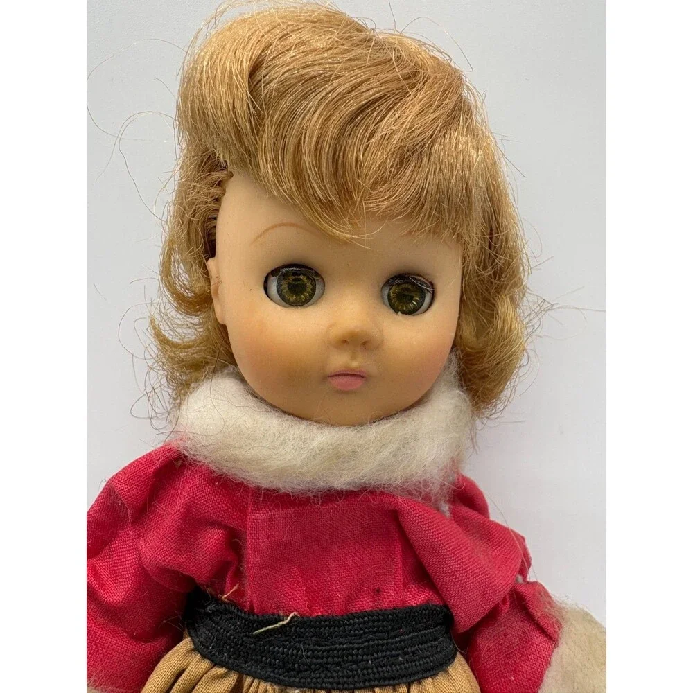 Vintage Vogue Doll Ginny Fashion Doll Sleep Eyes Red Ethnic Costume Black Boots